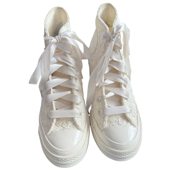 Chuck 70 Wedge Platform Crocheted Satin Wedding/Dressy High Top Sneaker. RARE. - Picture 4 of 9